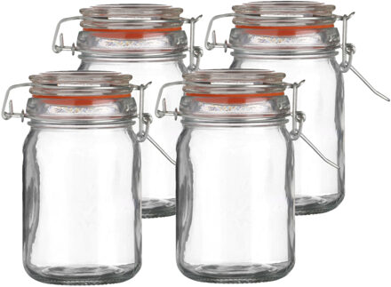 Urban Living Voorraadpot/bewaarpot - 4x - 250 ml - glas - met beugelsluiting - D7 x H12 cm