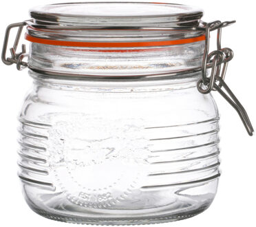 Urban Living Voorraadpot/bewaarpot - 500 ml - glas - met beugelsluiting - D11 x H11 cm - Voorraadpot Transparant