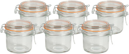 Urban Living Voorraadpot/bewaarpot - 6x - 200 ml - glas - met beugelsluiting - D8 x H8 cm