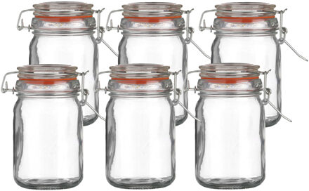 Urban Living Voorraadpot/bewaarpot - 6x - 250 ml - glas - met beugelsluiting - D7 x H12 cm