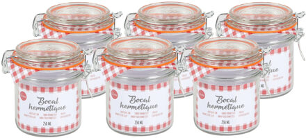 Urban Living Voorraadpot/bewaarpot - 6x - 250 ml - glas - met beugelsluiting - D8.5 x H10 cm