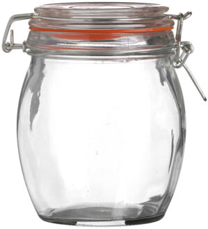 Urban Living Voorraadpot/bewaarpot - 750 ml - glas - met beugelsluiting - D11 x H14 cm - Voorraadpot Transparant