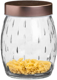 Urban Living Voorraadpot/bewaarpot Beau - 1.2L - glas - koperen deksel - D13 x H15 cm