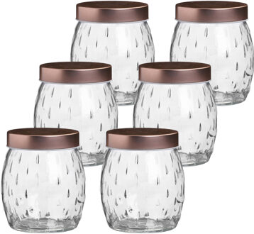 Urban Living Voorraadpot/bewaarpot Beau - 10x - 1L - glas - koperen deksel - D13 x H13 cm
