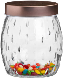 Urban Living Voorraadpot/bewaarpot Beau - 1L - glas - koperen deksel - D13 x H13 cm