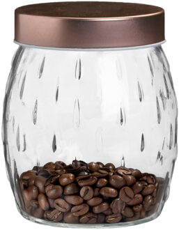 Urban Living Voorraadpot/bewaarpot Beau - 2L - glas - koperen deksel - D13 x H22 cm