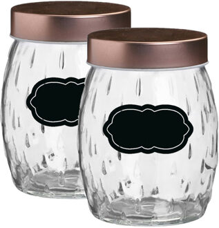 Urban Living Voorraadpot/bewaarpot Beau - 4x - 1.2L - glas - koperen deksel - incl. etiketten