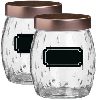 Urban Living Voorraadpot/bewaarpot Beau - 4x - 2L - glas - koperen deksel - incl. etiketten