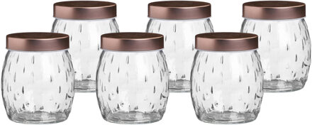 Urban Living Voorraadpot/bewaarpot Beau - 6x - 1.2L - glas - koperen deksel - D13 x H15 cm