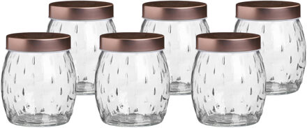 Urban Living Voorraadpot/bewaarpot Beau - 6x - 2L - glas - koperen deksel - D13 x H22 cm
