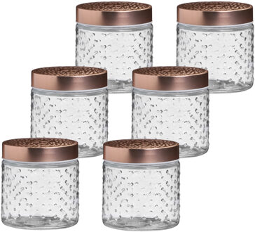 Urban Living Voorraadpot/bewaarpot Blair - 10x - 500 ml - glas - koperen deksel - D11 x H13 cm