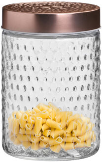 Urban Living Voorraadpot/bewaarpot Blair - 1L - glas - koperen deksel - D12 x H17 cm