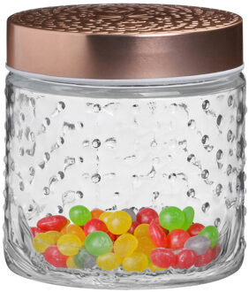 Urban Living Voorraadpot/bewaarpot Blair - 500 ml - glas - koperen deksel - D11 x H13 cm