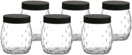 Urban Living Voorraadpot/bewaarpot Mora - 6x - 1.2L - glas - zwart - D13 x H15 cm