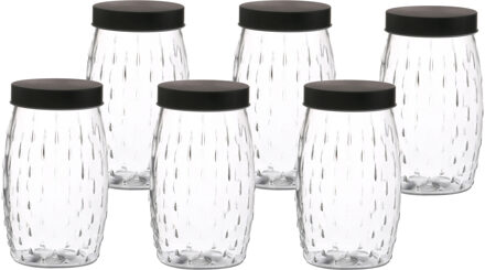 Urban Living Voorraadpot/bewaarpot Mora - 6x - 2L - glas - zwart - D13 x H22 cm