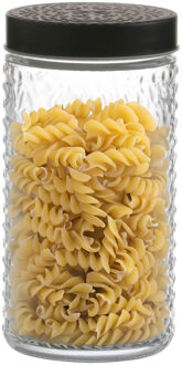 Urban Living Voorraadpot/bewaarpot Roma - 1.5L - glas - zwart - draai deksel - D12 x H22 cm