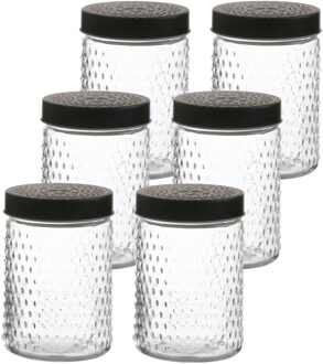 Urban Living Voorraadpot/bewaarpot Roma - 10x - 1L - glas - zwart - D12 x H17 cm