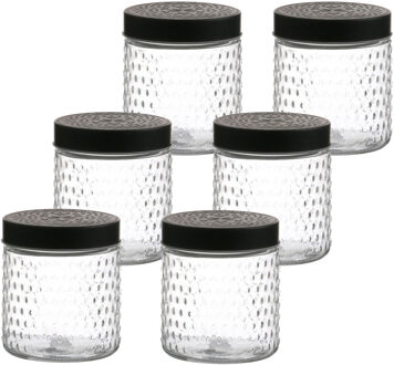 Urban Living Voorraadpot/bewaarpot Roma - 10x - 500 ml - glas - zwart - D12 x H12 cm