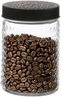 Urban Living Voorraadpot/bewaarpot Roma - 1L - glas - zwart - D12 x H17 cm