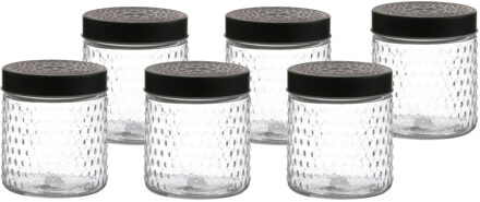 Urban Living Voorraadpot/bewaarpot Roma - 6x - 500 ml - glas - zwart - D12 x H12 cm