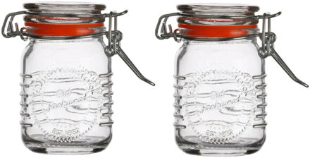 Urban Living Voorraadpotje/kruidenpotje - 2x - mini - 70 ml - glas - beugelsluiting - D5 x H8 cm - Voorraadpot Transparant