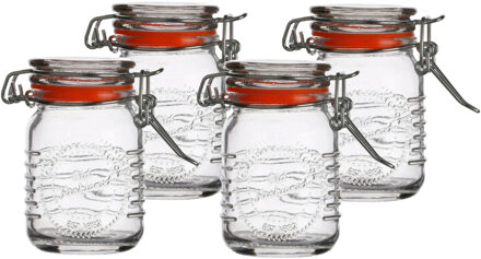 Urban Living Voorraadpotje/kruidenpotje - 4x - mini - 70 ml - glas - beugelsluiting - D5 x H8 cm - Voorraadpot Transparant