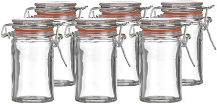 Urban Living Voorraadpotje/kruidenpotje - 6x - mini - 70 ml - glas - met beugelsluiting