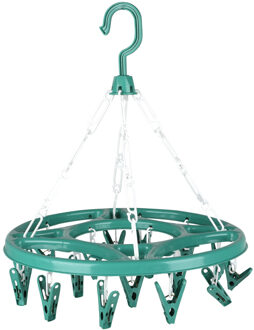 Urban Living Wasgoed droogcarrousel/droogmolen - 18 clips/knijpers - groen - kunststof - 32 cm - Hangdroogrek