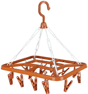 Urban Living Wasgoed droogcarrousel/droogmolen - 18 clips/knijpers - terra - kunststof - 31 x 33 cm - Hangdroogrek Bruin
