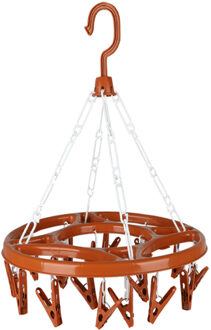 Urban Living Wasgoed droogcarrousel/droogmolen - 18 clips/knijpers - terra - kunststof - 32 cm - Hangdroogrek Bruin