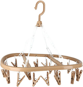 Urban Living Wasgoed droogcarrousel/droogmolen - 20 clips/knijpers - beige - kunststof - 30 x 42 cm