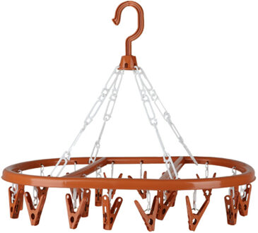 Urban Living Wasgoed droogcarrousel/droogmolen - 20 clips/knijpers - terra - kunststof - 30 x 42 cm - Hangdroogrek Bruin