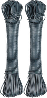 Urban Living Waslijn - 2x - 20 meter - PVC - donker grijs - drooglijn / waslijndraad - wasgoed ophangen