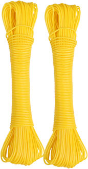 Urban Living Waslijn - 2x - 20 meter - PVC - geel - drooglijn / waslijndraad - wasgoed ophangen