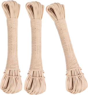 Urban Living Waslijn - 3x - 20 meter - PVC - beige - drooglijn / waslijndraad - wasgoed ophangen