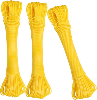 Urban Living Waslijn - 3x - 20 meter - PVC - geel - drooglijn / waslijndraad - wasgoed ophangen