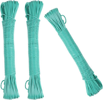 Urban Living Waslijn - 3x - 20 meter - PVC - groen - drooglijn / waslijndraad - wasgoed ophangen