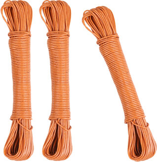 Urban Living Waslijn - 3x - 20 meter - PVC - terra - drooglijn / waslijndraad - wasgoed ophangen