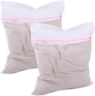 Urban Living Waszakken XXL size voor delicaat wasgoed - 2x - lingerie/bh waszak - wit - 38 x 48 cm