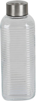 Urban Living Waterfles/drinkfles Vertigo - glas - transparant - met RVS dop - 750 ml