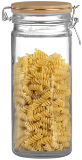 Urban Living Weckpot/inmaakpot - 1,3L - glas - met beugelsluiting - bamboe deksel