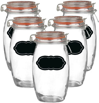 Urban Living Weckpot/inmaakpot - 10x - 1.3L - glas - met beugelsluiting - incl. etiketten