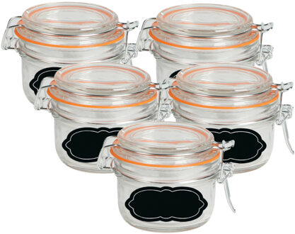 Urban Living Weckpot/inmaakpot - 10x - 170 ml - glas - met beugelsluiting - incl. etiketten - Weckpotten Transparant