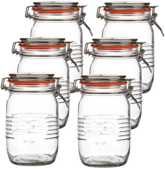 Urban Living Weckpot/inmaakpot - 10x - 1L - glas - met beugelsluiting - D14 x H17 cm