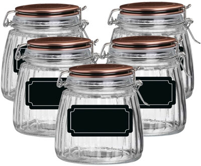 Urban Living Weckpot/inmaakpot - 10x - 1L - glas - met beugelsluiting - incl. etiketten - Weckpotten Transparant