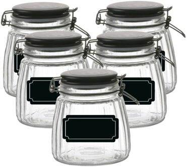 Urban Living Weckpot/inmaakpot - 10x - 1L - glas - met beugelsluiting - incl. etiketten - Weckpotten Transparant