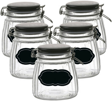 Urban Living Weckpot/inmaakpot - 10x - 1L - glas - met beugelsluiting - incl. etiketten - Weckpotten Transparant