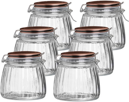 Urban Living Weckpot/inmaakpot - 10x - 1L - glas - met beugelsluiting - koperen deksel