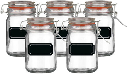 Urban Living Weckpot/inmaakpot - 10x - 250 ml - glas - met beugelsluiting - incl. etiketten