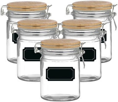 Urban Living Weckpot/inmaakpot - 10x - 700 ml - glas - met beugelsluiting - incl. etiketten - Weckpotten Transparant